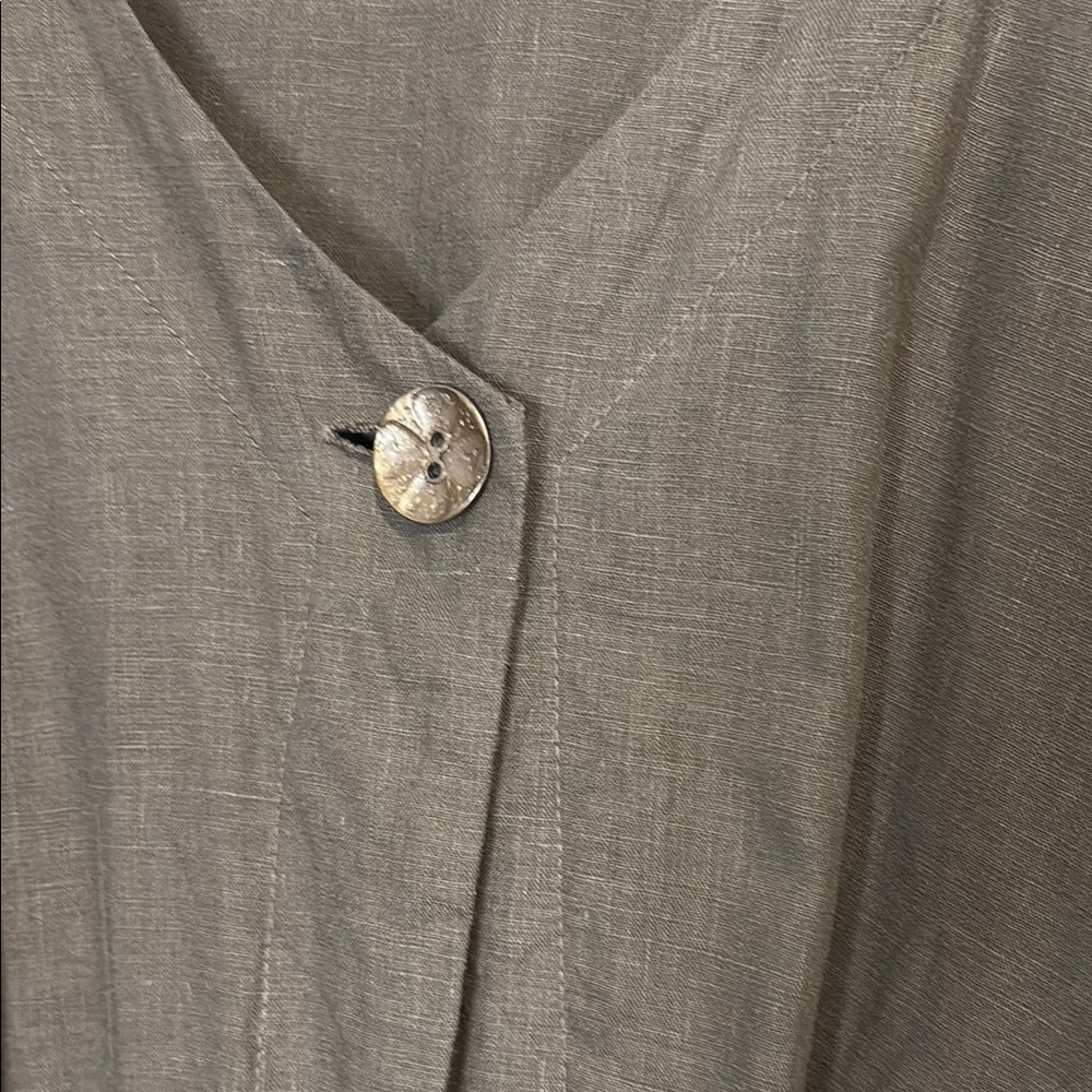 Eva Tralala Paris 100% linen chocolate brown one button jacket - Picture 5 of 8